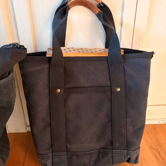 Three 100% Heavy Duty Cotton Canvas Black Zip Tote Bags - Picture 4 of 6